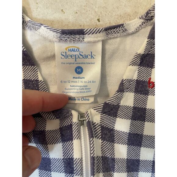 Halo Sleep Sack Size Medium Wearable Blanket Blue Gingham 6-12m 18-24lbs - Picture 4 of 6